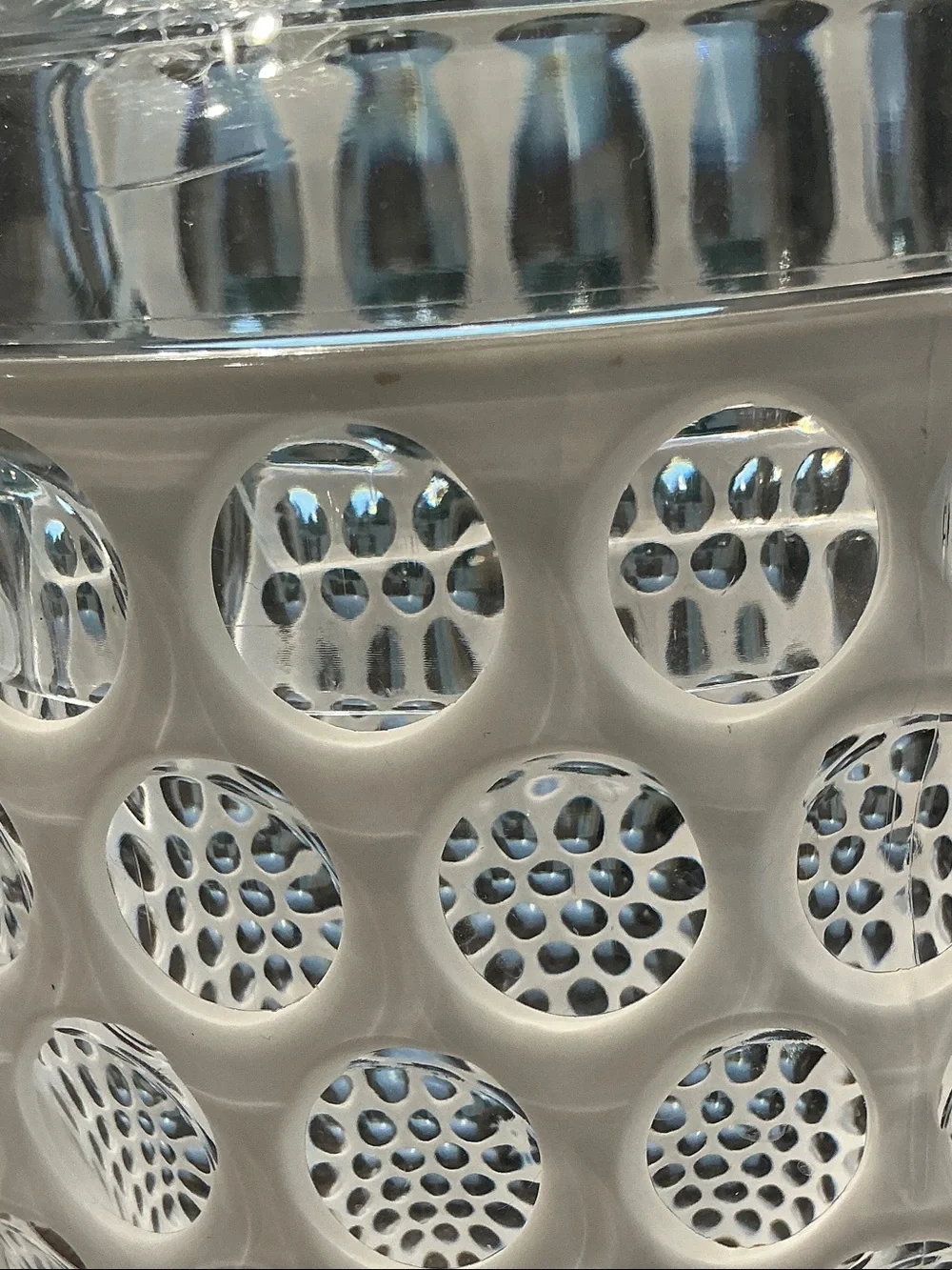 Clear Acrylic Pitcher with White Interior Accent and Dotted Texture